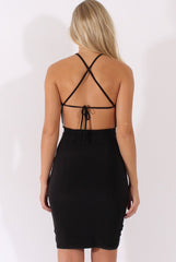 Black Ruched Side Dress - Allisa-Dresses