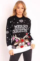Black Rudolph Merry Christmas Jumper - Kimmie-Jumper