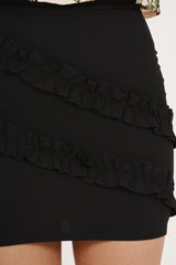 Black Ruffle Bodycon Mini Skirt - Ricci-Skirts
