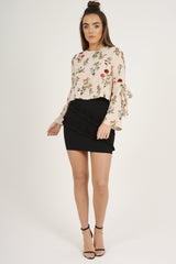 Black Ruffle Bodycon Mini Skirt - Ricci-Skirts