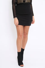 Black Ruffle Hem Mini Skirt - Abagail-Skirts