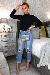 Black Ruffle Neck Bodysuit - Trudy-Bodysuits