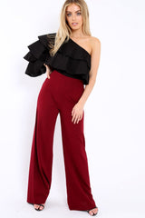 Black Ruffle One Sleeve Top - Sierra-Tops