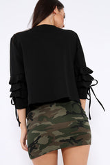 Black Ruffle Sleeve Jacket - Verena-Jackets