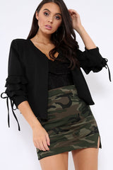 Black Ruffle Sleeve Jacket - Verena-Jackets