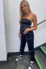 Black Satin Bandana Scarf Top - Leanna-Crop Tops