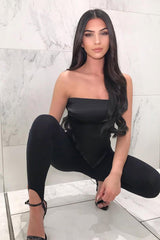 Black Satin Bandana Scarf Top - Leanna-Crop Tops