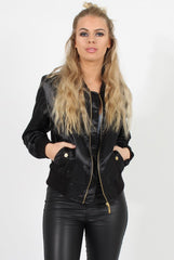 Black Satin Bomber Jacket - Neve-Jackets