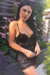 Black Satin Buckle Belted Utility Skirt - Ishi-Skirts