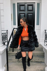 Black Satin Buckle Belted Utility Skirt - Ishi-Skirts