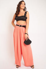 Black Satin Frill Detail Cup Style Crop Top - Elani-Crop Tops