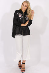 Black Satin Oversized Embroidered Jacket - North-Jackets