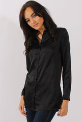 Black Satin Shirt - Alaina-Shirts