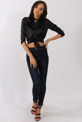 Black Satin Shirt - Alaina-Shirts