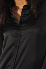 Black Satin Shirt - Alaina-Shirts