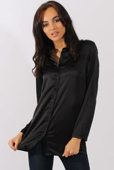 Black Satin Shirt - Alaina-Shirts