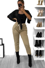 Black Satin Tie Crop Top - Alara-Crop Tops