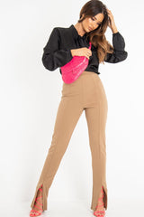 Black Satin Tie Front Long Sleeve Blouse - Cherie-Blouse