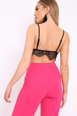 Black Satin and Lace Harness Bralet - Leelee-Bralets