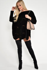 Black Scallop Hem Knit Jumper - Elyssa-Jumper