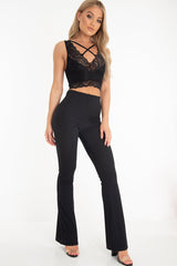 Black Scallop Lace Strap Front Plunge Bralet - Jocilyn-Bralets