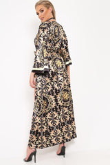 Black Scarf Print Kimono And Bodysuit Co-Ord -Heavenlee-Co-ords