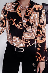 Black Scarf Print Plunge Bodysuit - Cindy-Lou-Bodysuits