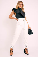 Black Scuba Frill Overlay Bodysuit - Novella-Bodysuits