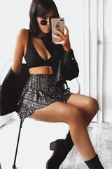 Black Sequin Frill High Waisted Shorts - Kaden-Shorts