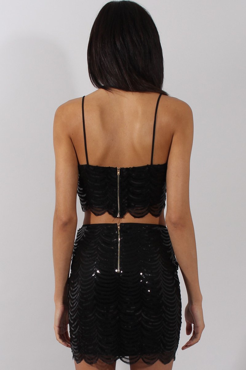 Black Sequin Skirt - Milda-Skirts
