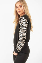 Black Sequin Sleeve Sweatshirt - Tasmin-Sweatshirts