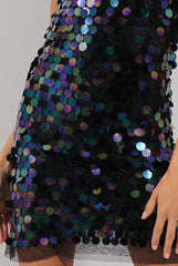 Black Sequin Slip Dress - Kristy-Dresses