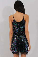 Black Sequin Slip Dress - Kristy-Dresses