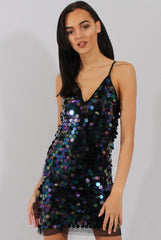 Black Sequin Slip Dress - Kristy-Dresses