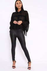Black Sheer Blouse - Viona-Tops
