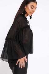Black Sheer Blouse - Viona-Tops