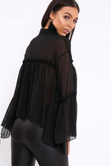 Black Sheer Blouse - Viona-Tops