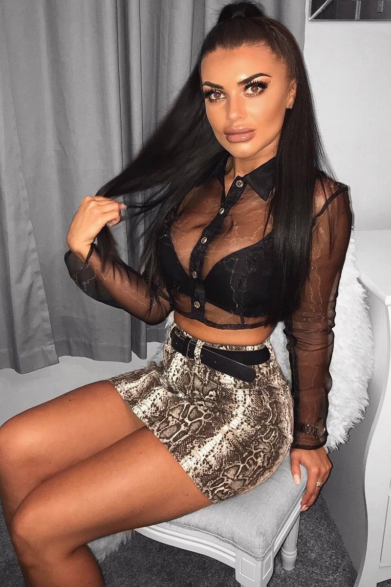 Black Sheer Button Front Crop Blouse - Damari-Tops