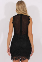 Black Sheer Crochet Bodycon Dress - Kassi-Dresses