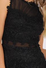 Black Sheer Crochet Bodycon Dress - Kassi-Dresses