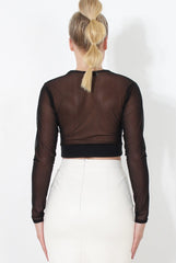 Black Sheer Crop Top - Cara-Tops