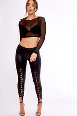 Black Sheer Mesh Crop Top - Ava-Crop Tops