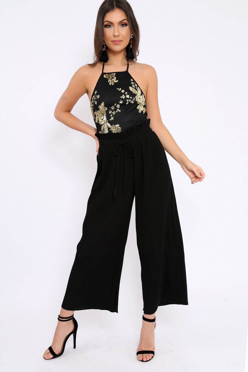 Black Sheer Sequin Bodysuit - Cara-Bodysuits