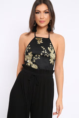 Black Sheer Sequin Bodysuit - Cara-Bodysuits