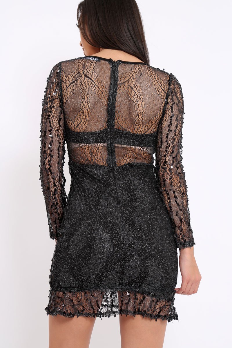 Black Sheer Sequin Dress