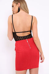 Black Sheer Striped Lace Bodysuit - Anyha-Bodysuits