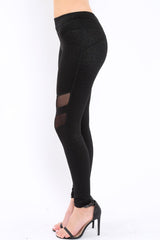 Black Shimmer Leggings - Kensley-Trousers