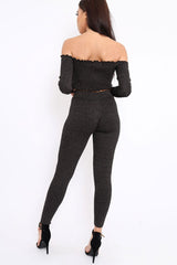 Black Shimmery Ribbed Knit Co-ord - Luna-Co-ords