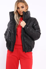 Black Shiny Puffer Coat - Penny-Coats