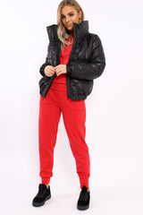 Black Shiny Puffer Coat - Penny-Coats